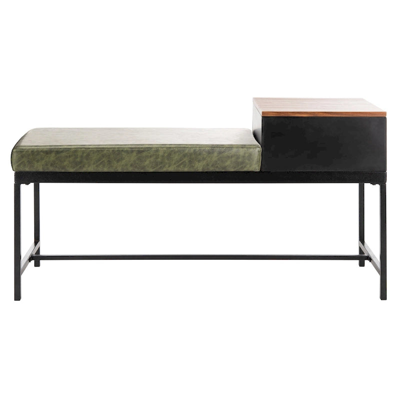 Entryway Storage Bench with Drawer Light Wood and Metal Frame 47x16x24