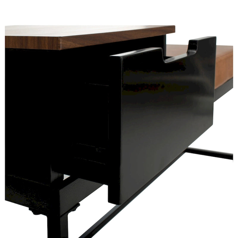 Entryway Storage Bench with Drawer Light Wood and Metal Frame 47x16x24