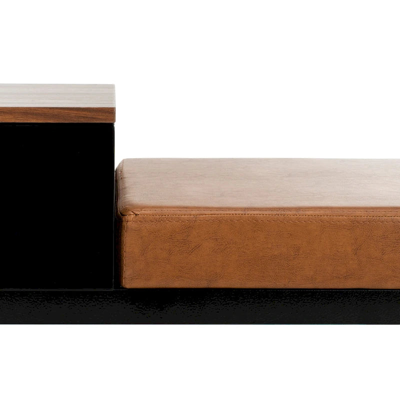 Entryway Storage Bench with Drawer Light Wood and Metal Frame 47x16x24