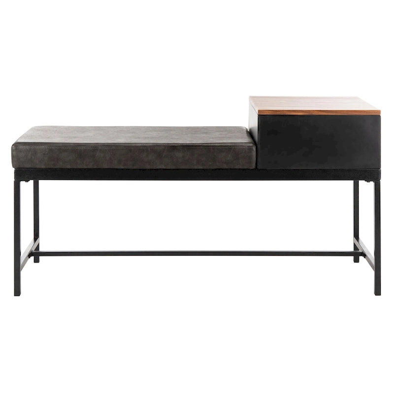 Entryway Storage Bench with Drawer Light Wood and Metal Frame 47x16x24