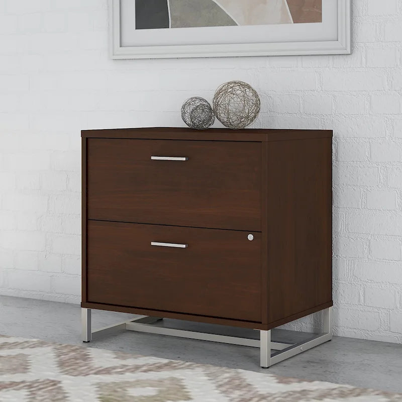 2 Drawer Lateral File Cabinet Mid Century Modern Office Storage