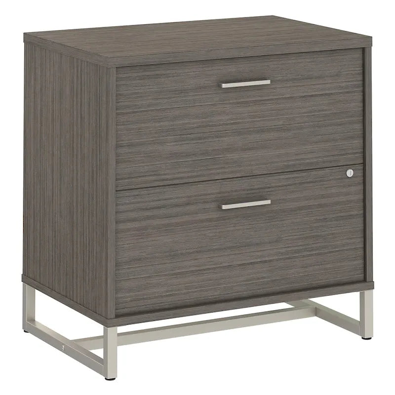 2 Drawer Lateral File Cabinet Mid Century Modern Office Storage
