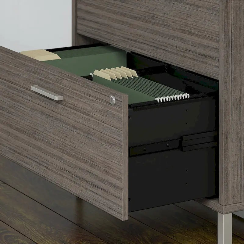 2 Drawer Lateral File Cabinet Mid Century Modern Office Storage