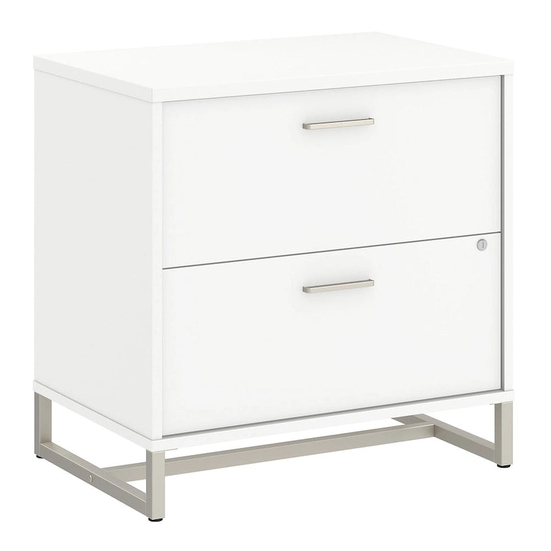 2 Drawer Lateral File Cabinet Mid Century Modern Office Storage