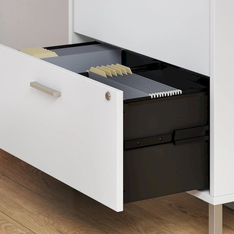 2 Drawer Lateral File Cabinet Mid Century Modern Office Storage