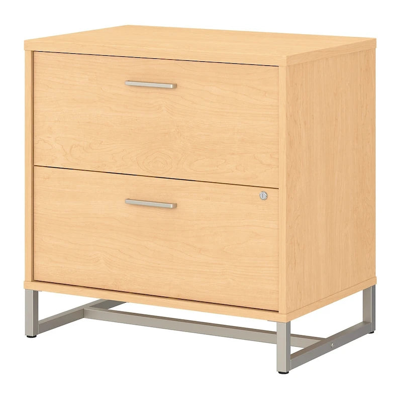 2 Drawer Lateral File Cabinet Mid Century Modern Office Storage