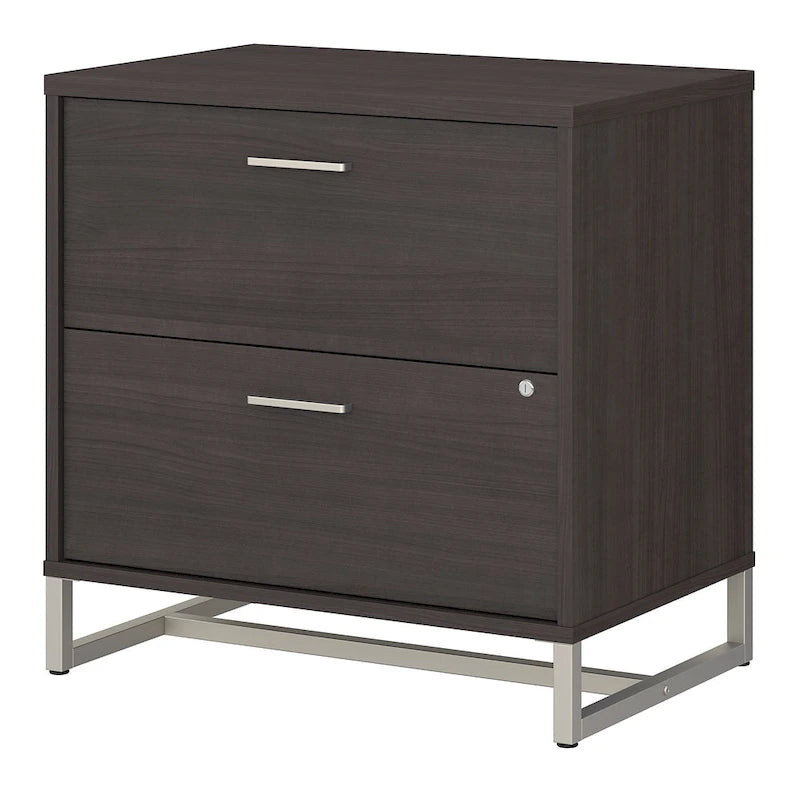 2 Drawer Lateral File Cabinet Mid Century Modern Office Storage