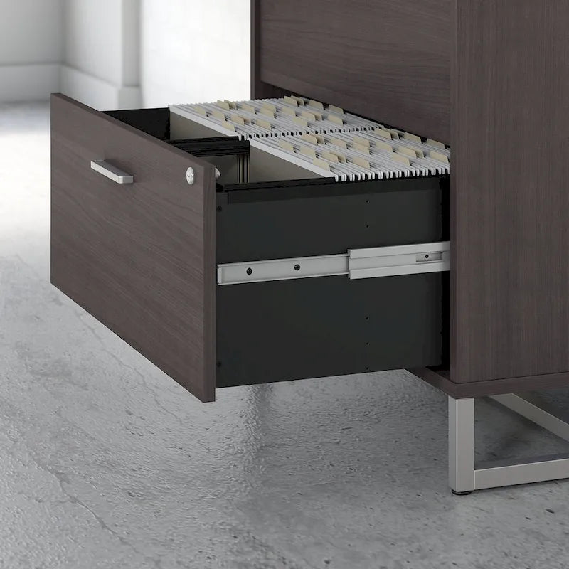 2 Drawer Lateral File Cabinet Mid Century Modern Office Storage