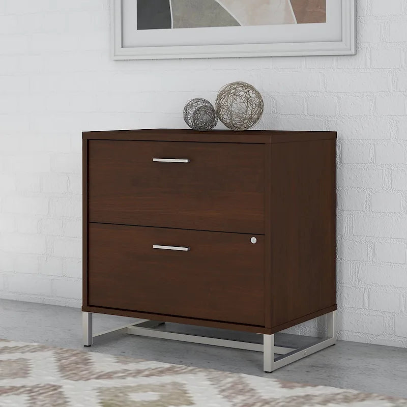 2 Drawer Lateral File Cabinet Mid Century Modern Office Storage