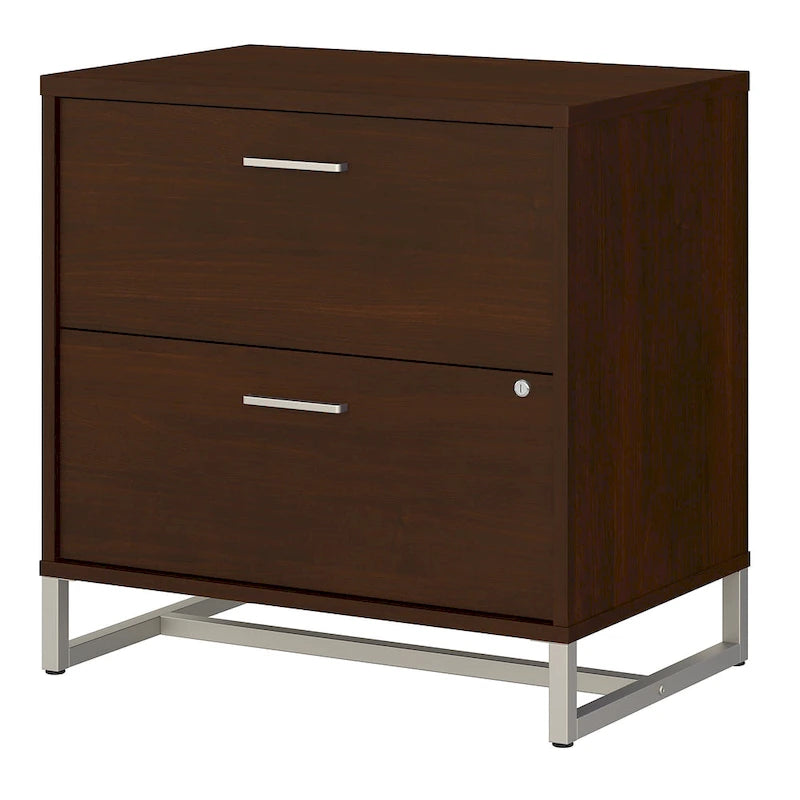 2 Drawer Lateral File Cabinet Mid Century Modern Office Storage