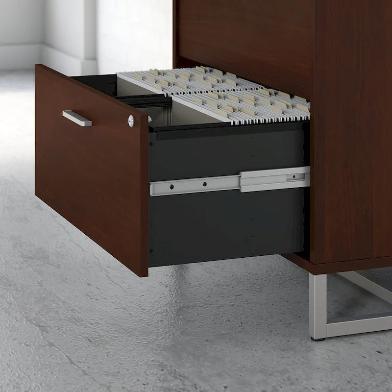 2 Drawer Lateral File Cabinet Mid Century Modern Office Storage