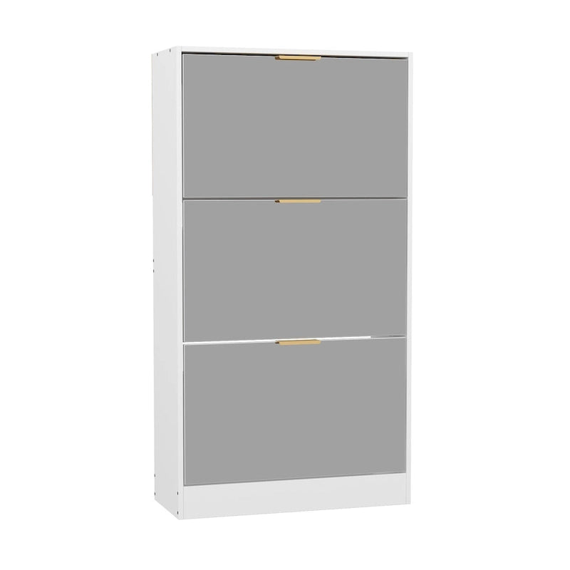 3 Tier with Mirrored Drawer Shoe Storage Cabinet Chest