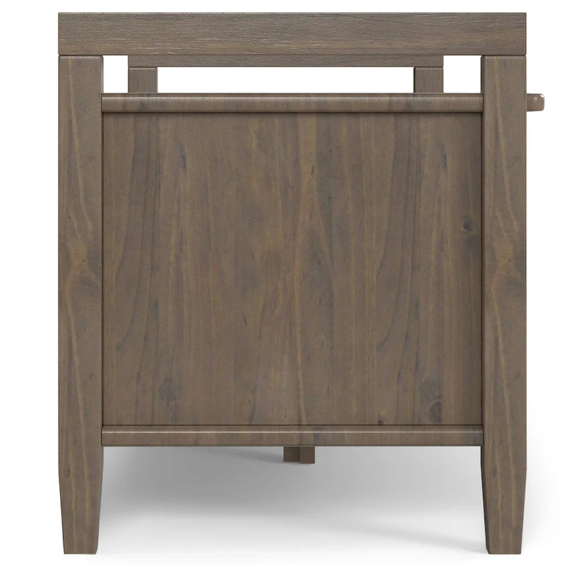 Solid Wood 44 inch Wide Transitional Entryway Storage Bench in Smoky Brown