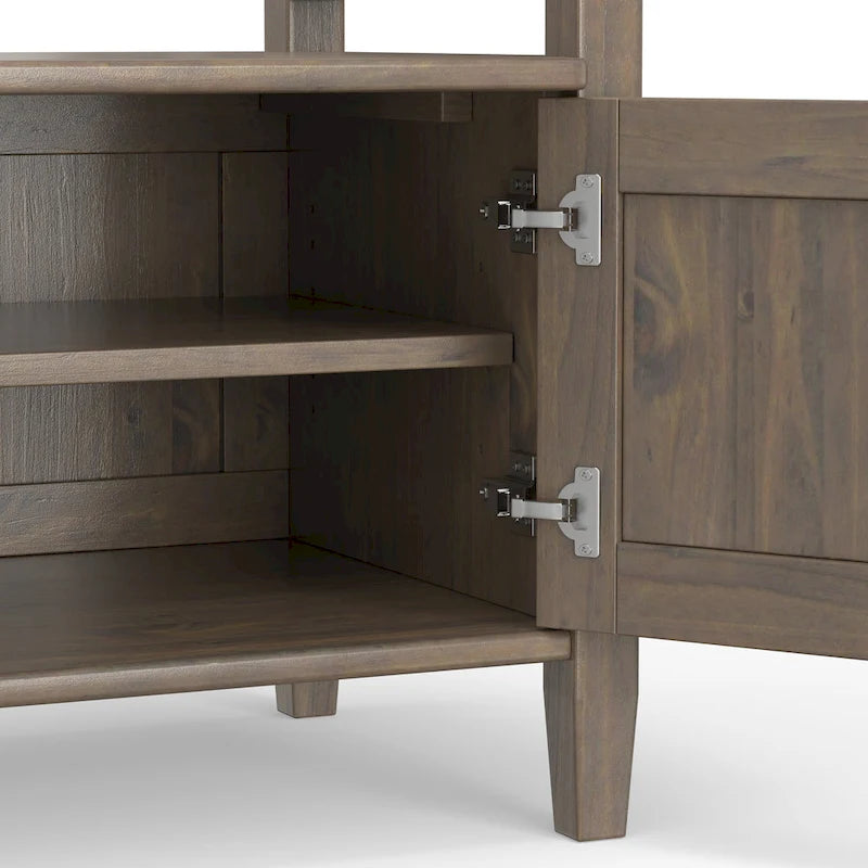 Solid Wood 44 inch Wide Transitional Entryway Storage Bench in Smoky Brown