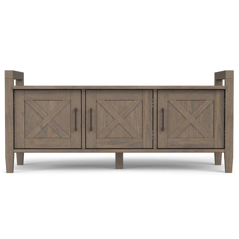 Solid Wood 44 inch Wide Transitional Entryway Storage Bench in Smoky Brown