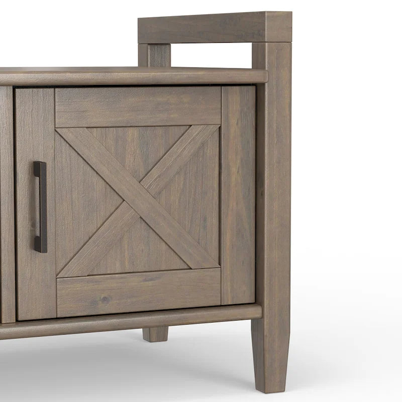 Solid Wood 44 inch Wide Transitional Entryway Storage Bench in Smoky Brown