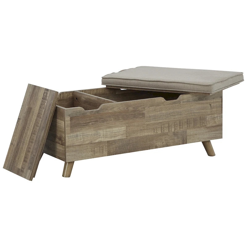 Beige/Brown Storage Bench - 38W x 18D x 16H