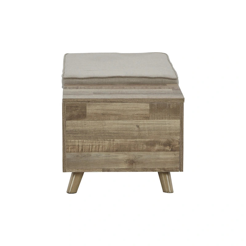 Beige/Brown Storage Bench - 38W x 18D x 16H