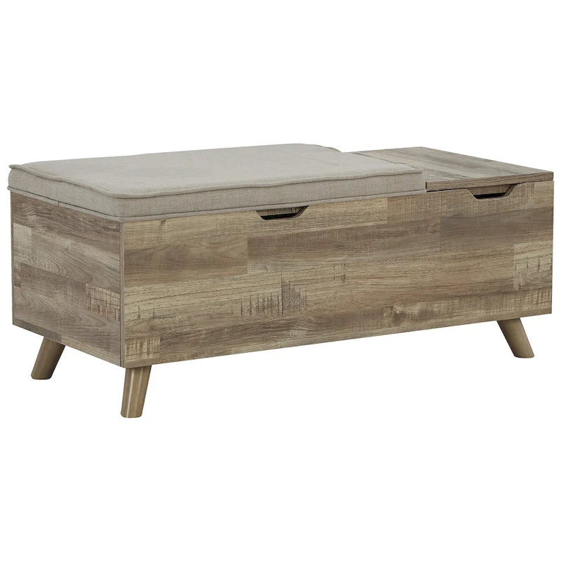 Beige/Brown Storage Bench - 38W x 18D x 16H