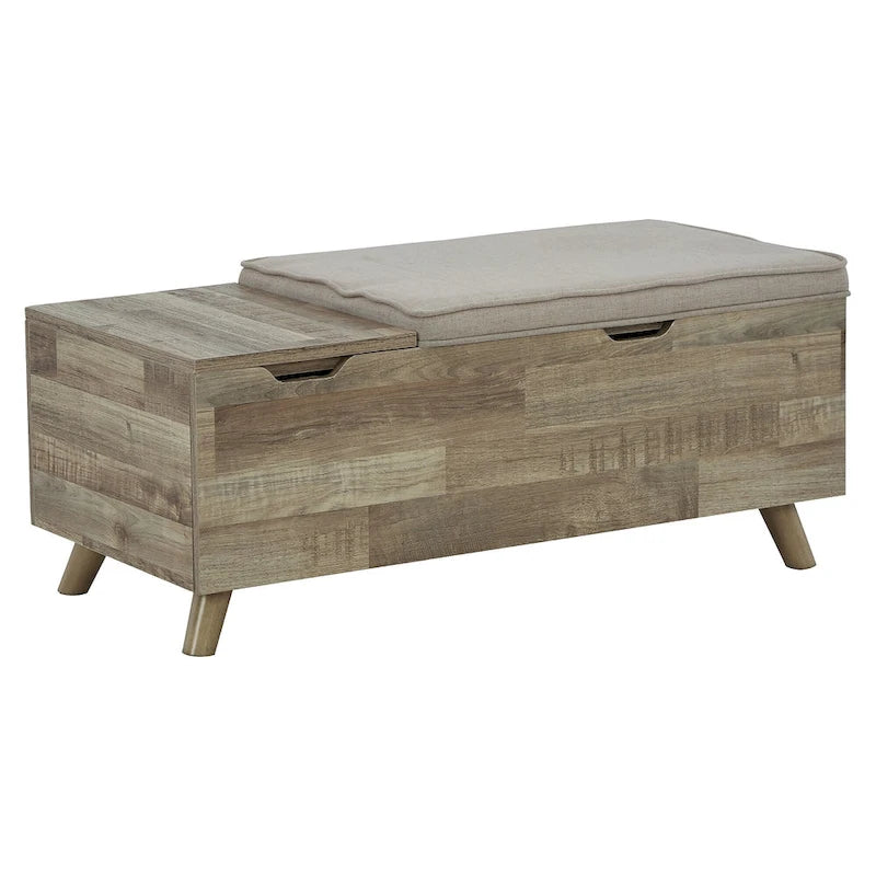 Beige/Brown Storage Bench - 38W x 18D x 16H