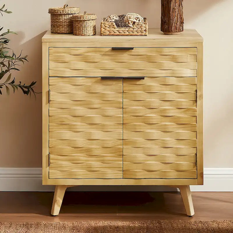 Textured Wood Sideboard Cabinet with Storage