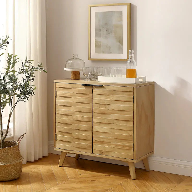 Textured Wood Sideboard Cabinet with Storage