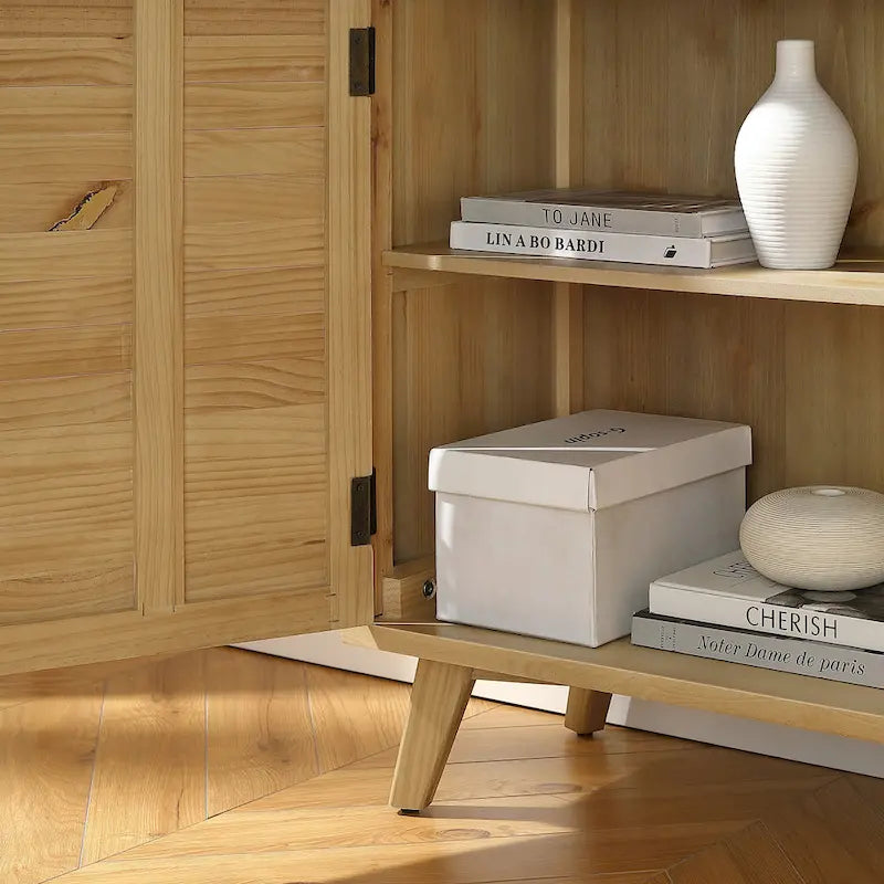 Textured Wood Sideboard Cabinet with Storage
