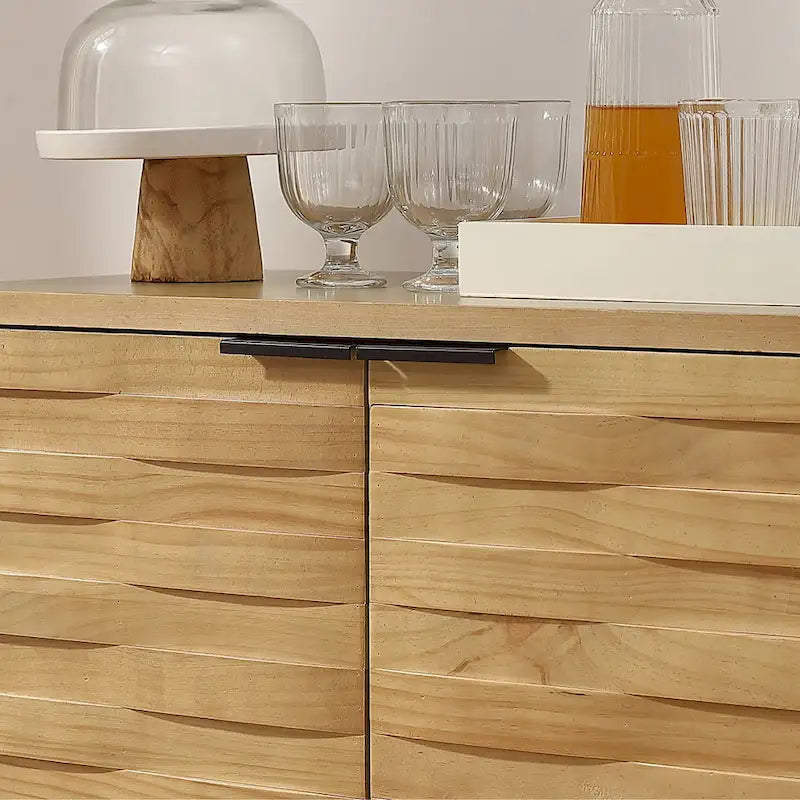 Textured Wood Sideboard Cabinet with Storage