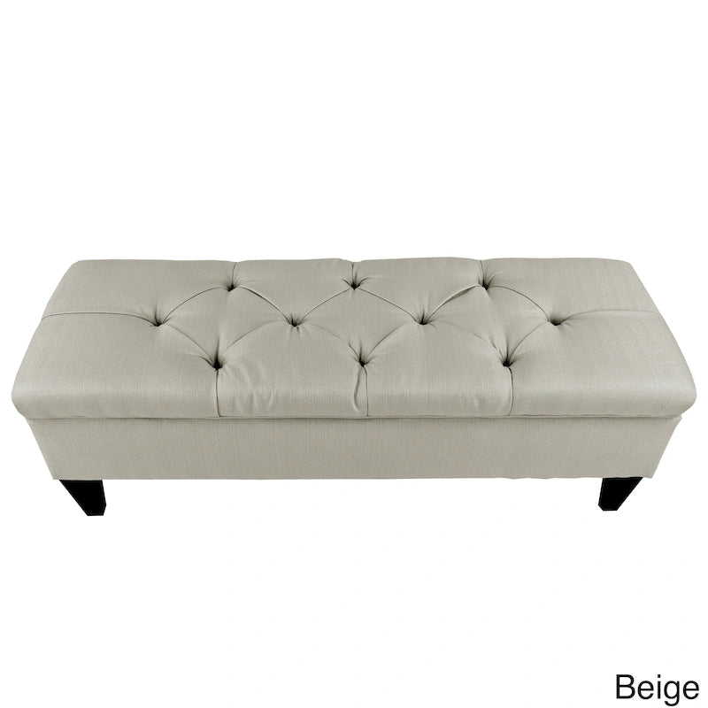 Diamond Tufted Upholstered Long Storage Bench Ottoman