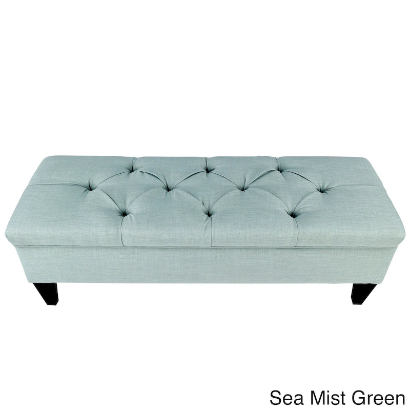 Diamond Tufted Upholstered Long Storage Bench Ottoman