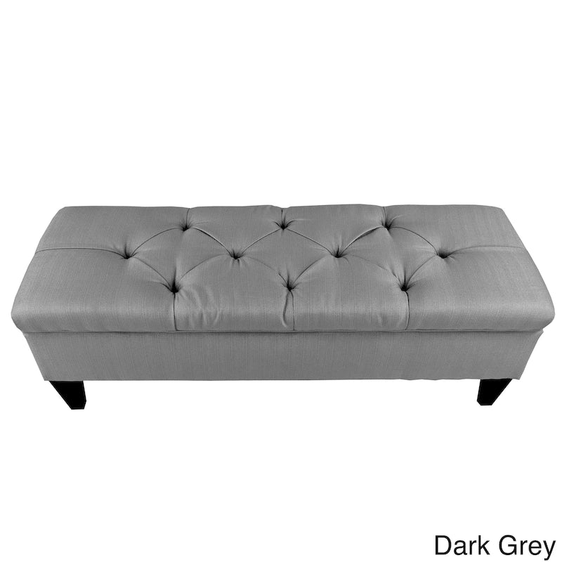 Diamond Tufted Upholstered Long Storage Bench Ottoman