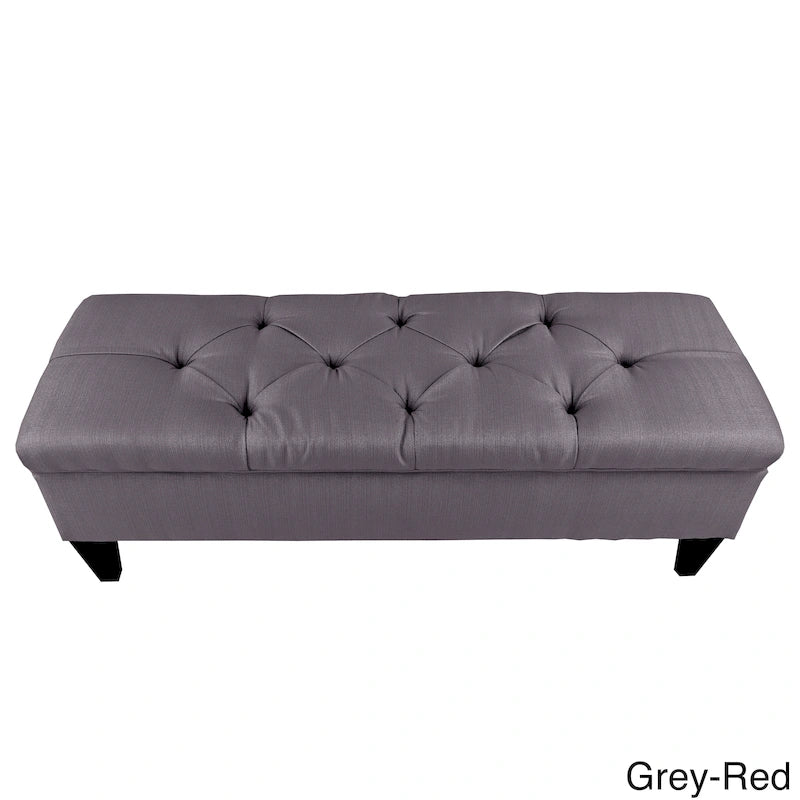 Diamond Tufted Upholstered Long Storage Bench Ottoman