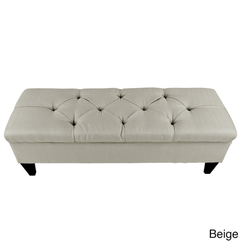 Diamond Tufted Upholstered Long Storage Bench Ottoman