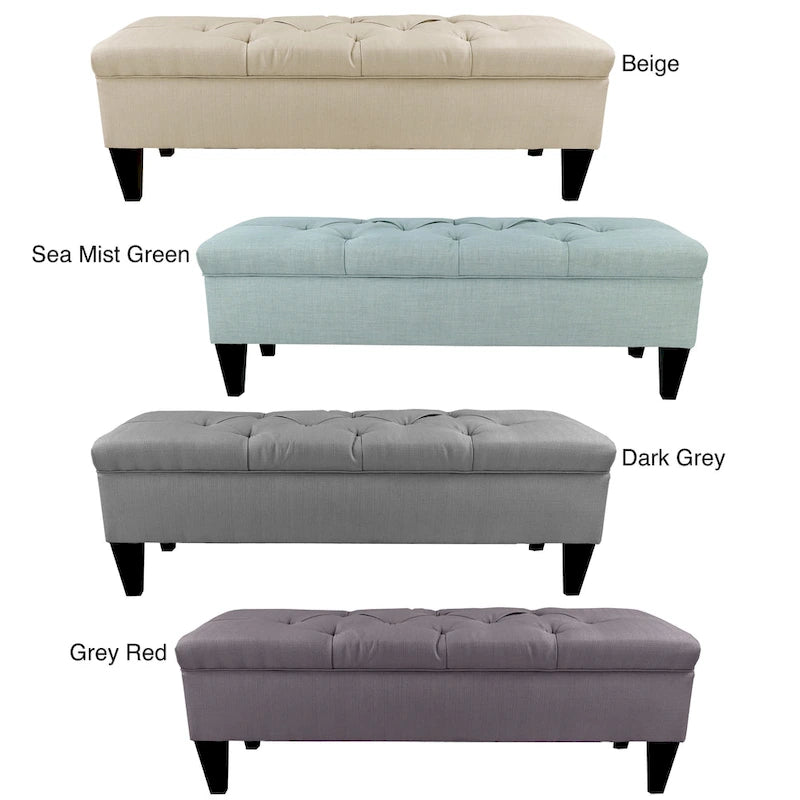 Diamond Tufted Upholstered Long Storage Bench Ottoman