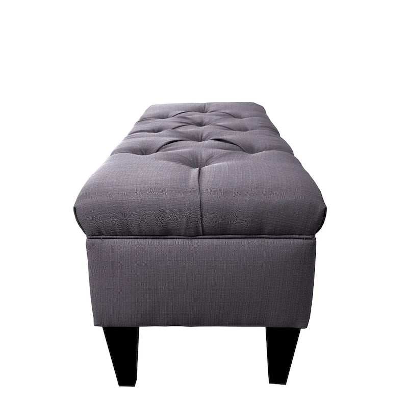Diamond Tufted Upholstered Long Storage Bench Ottoman