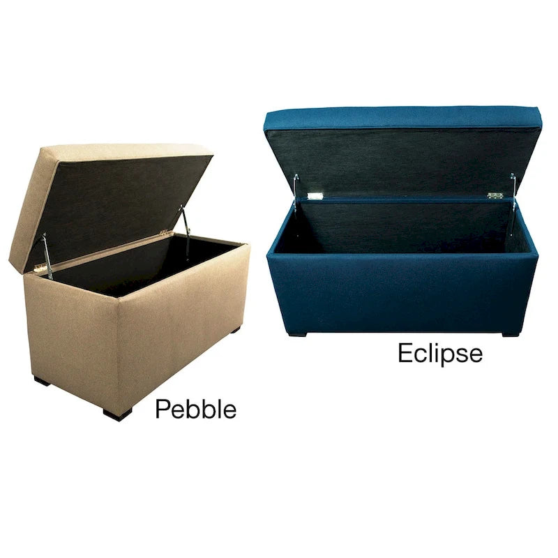 8 Button Tufted Upholstered Storage Trunk Bench with Espresso Legs