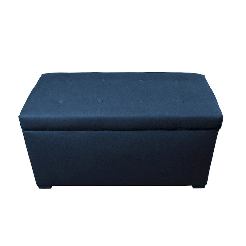 8 Button Tufted Upholstered Storage Trunk Bench with Espresso Legs