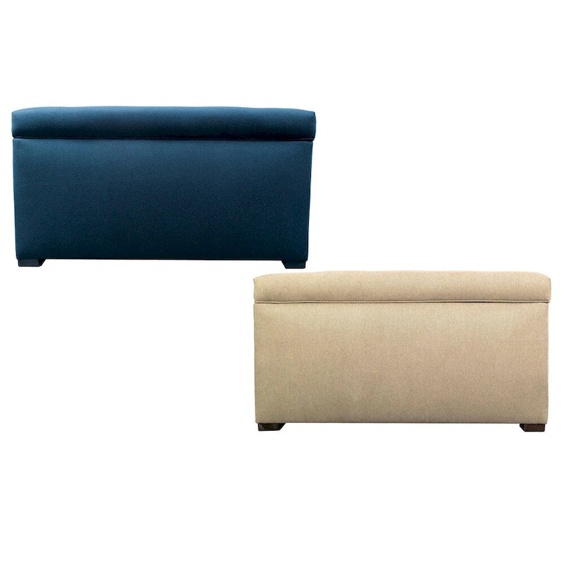 8 Button Tufted Upholstered Storage Trunk Bench with Espresso Legs