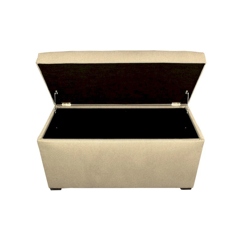 8 Button Tufted Upholstered Storage Trunk Bench with Espresso Legs