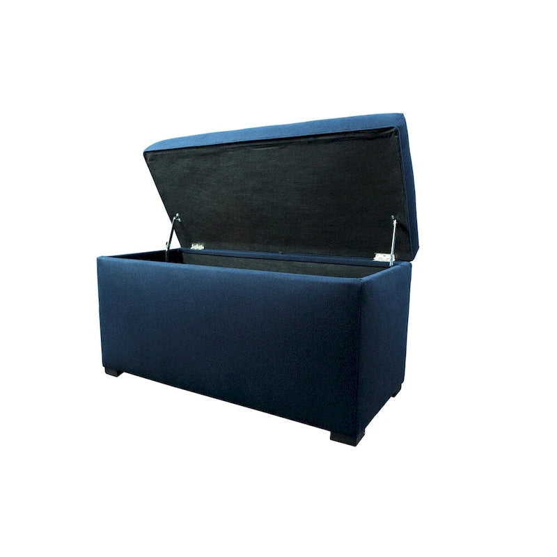 8 Button Tufted Upholstered Storage Trunk Bench with Espresso Legs