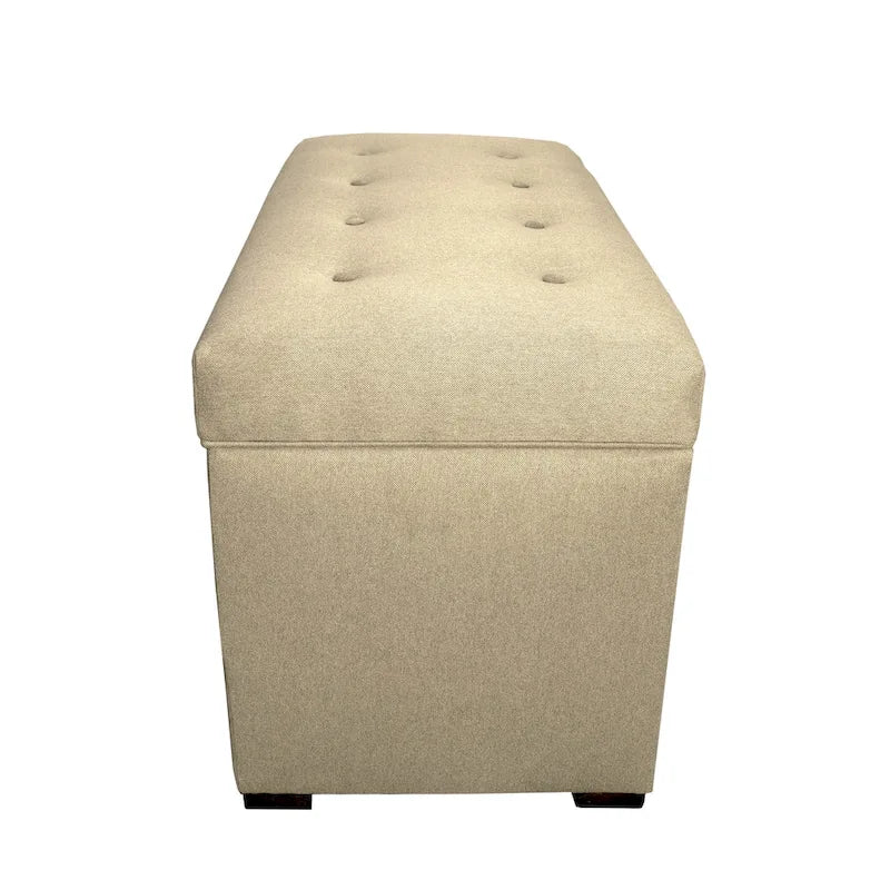8 Button Tufted Upholstered Storage Trunk Bench with Espresso Legs