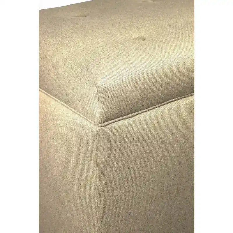 8 Button Tufted Upholstered Storage Trunk Bench with Espresso Legs