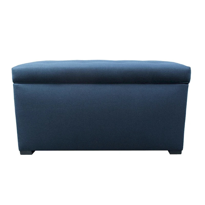 8 Button Tufted Upholstered Storage Trunk Bench with Espresso Legs