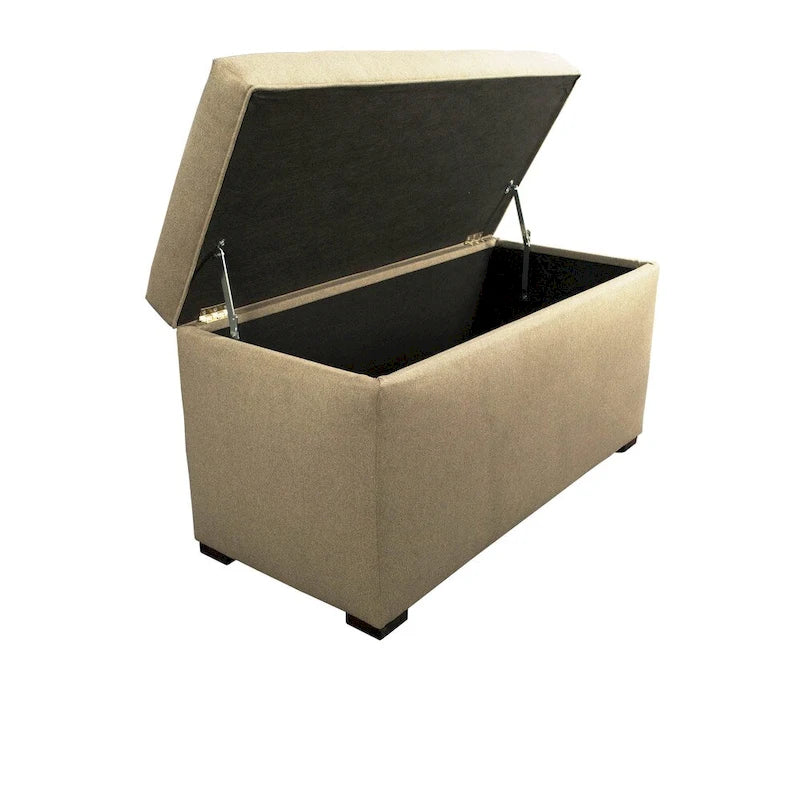 8 Button Tufted Upholstered Storage Trunk Bench with Espresso Legs