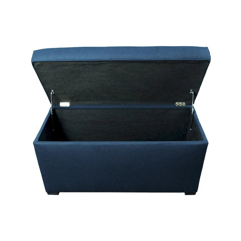 8 Button Tufted Upholstered Storage Trunk Bench with Espresso Legs
