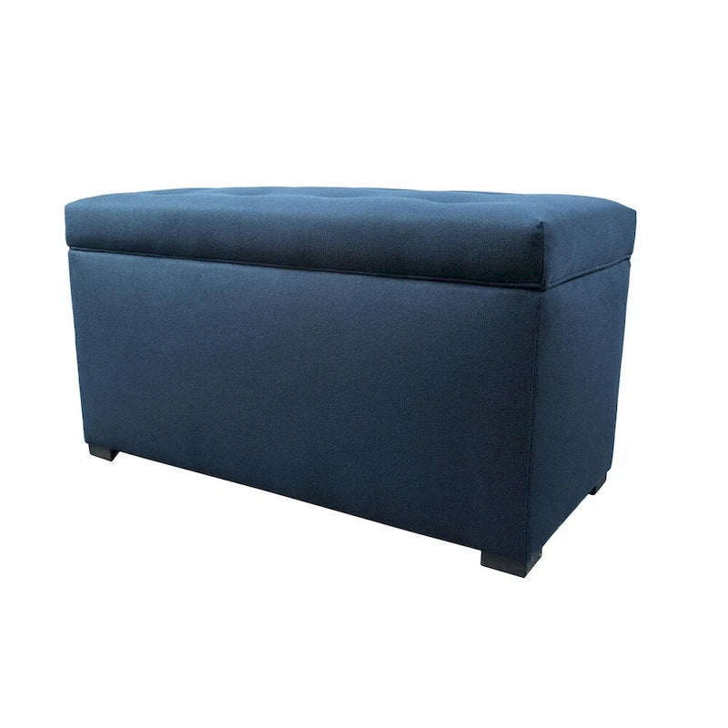 8 Button Tufted Upholstered Storage Trunk Bench with Espresso Legs