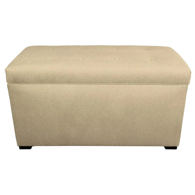 8 Button Tufted Upholstered Storage Trunk Bench with Espresso Legs