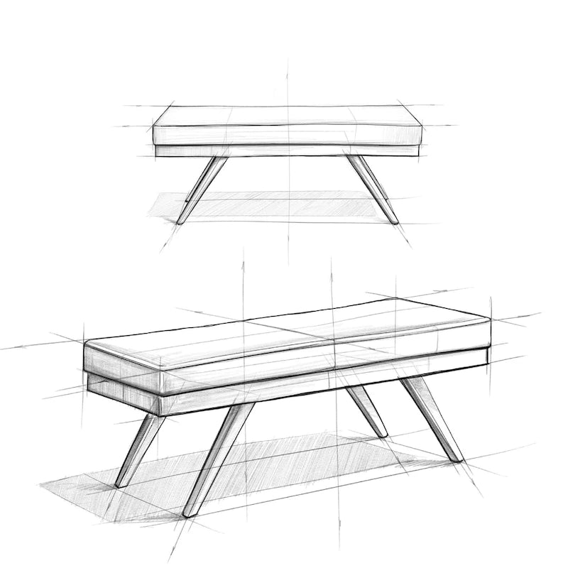 48 inch Wide Mid Century Modern Rectangle Ottoman Bench