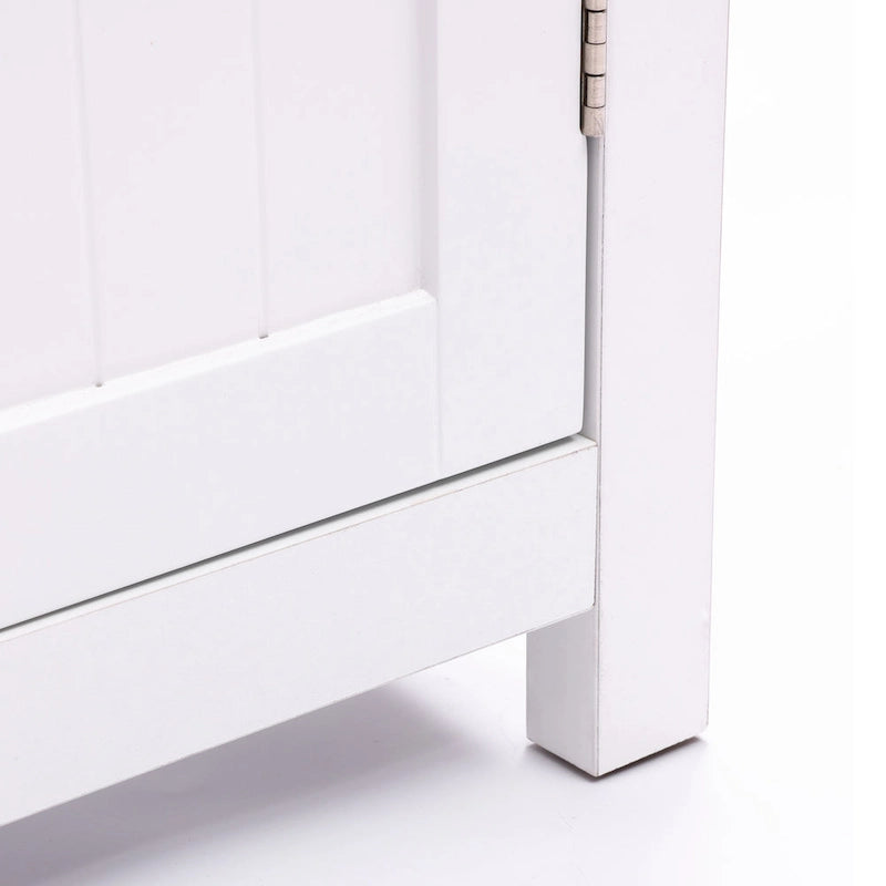 White and Black Wood Bathroom Storage Linen Cabinet - 31.9 H x 23.6 W x 11.8 D