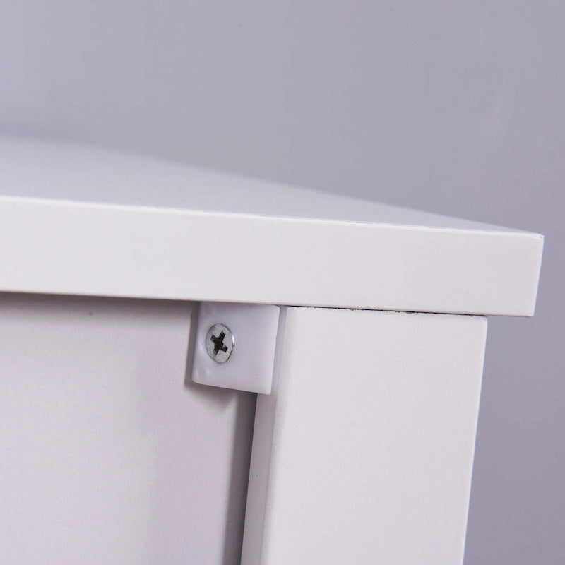 Wooden Bathroom Floor Storage Cabinet with Adjustable Shelves White